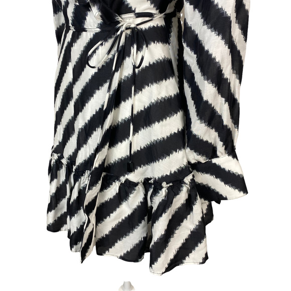 Aje. Tablas Mini Ruffles Striped Mini Wrap Dress Size 8 - Picture 7 of 13